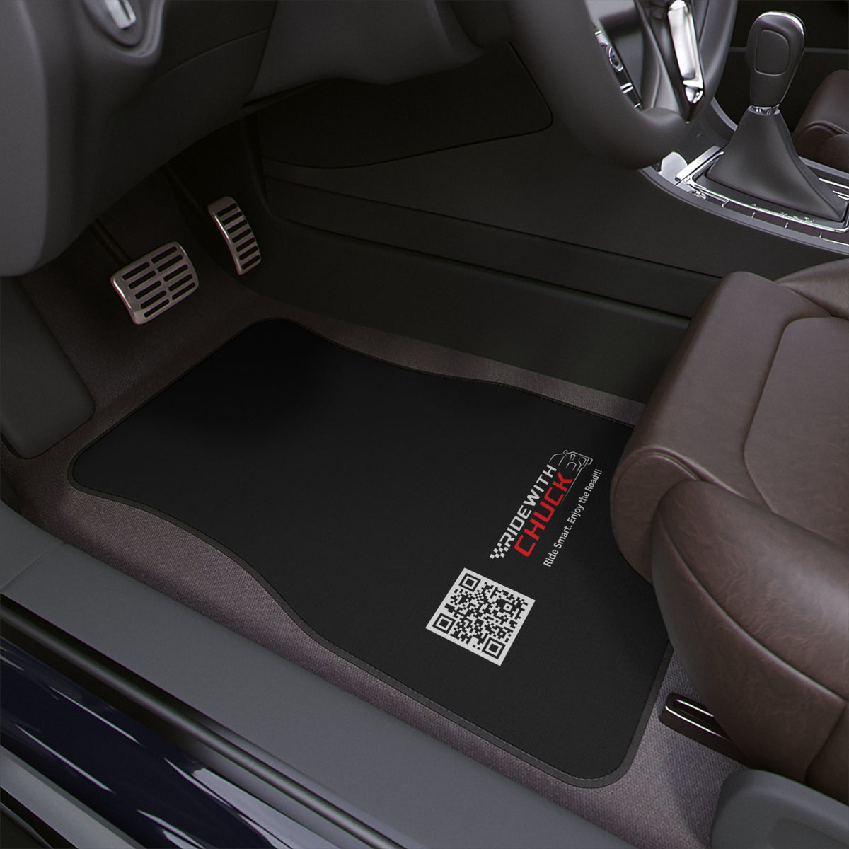 RidewithChuck Car Floor Mat with Motivational Text, Automotive Accessories, Ride Smart, Feel Good Interior Decor, Customizable Mats, Car Decor