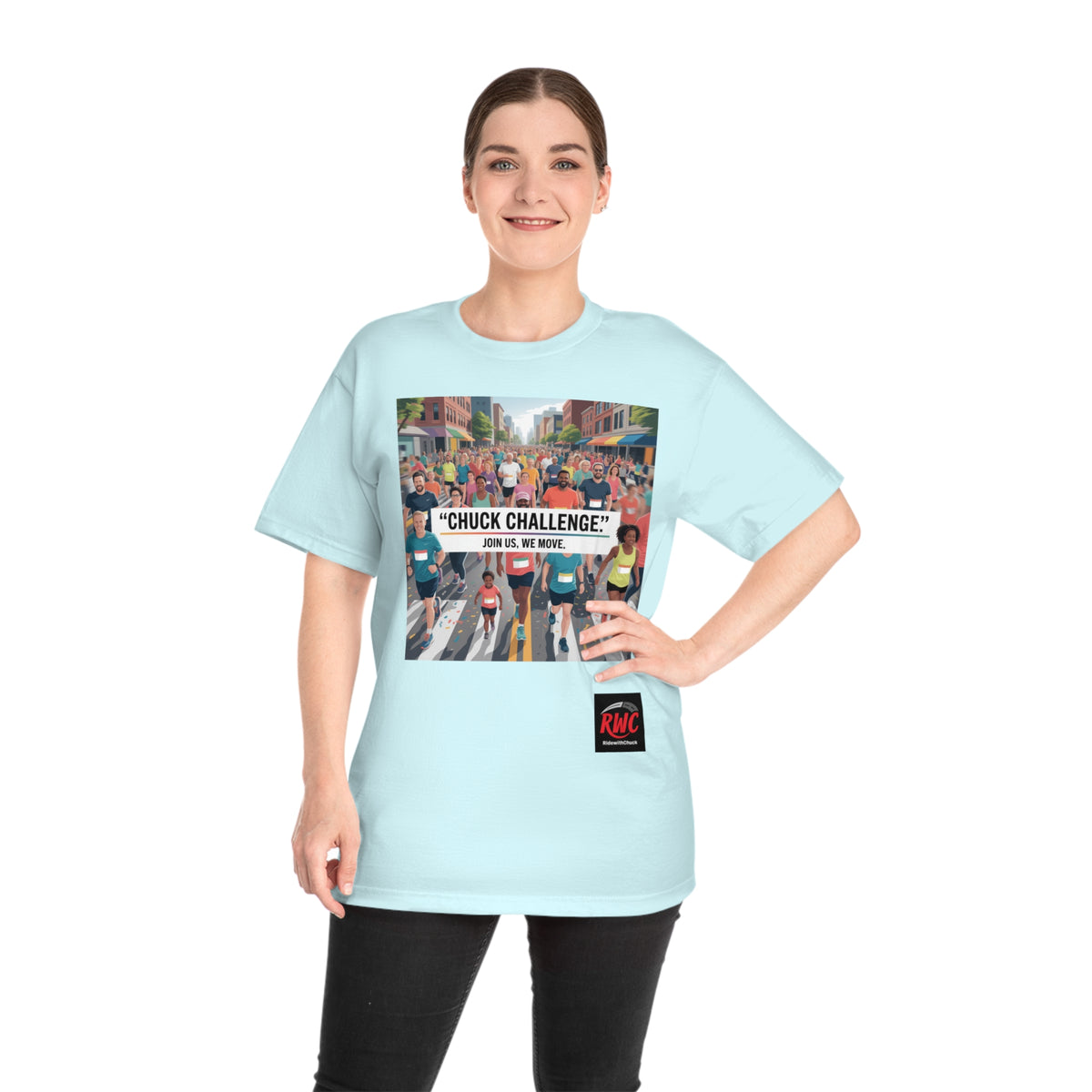 RidewithChuck Motivational Fitness T-Shirt: ChuckChallenge Edition