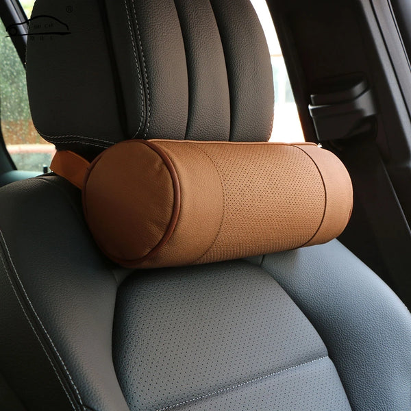 Premium Memory Foam Leather Car Neck Pillow – Cervical Support Headrest Cushion