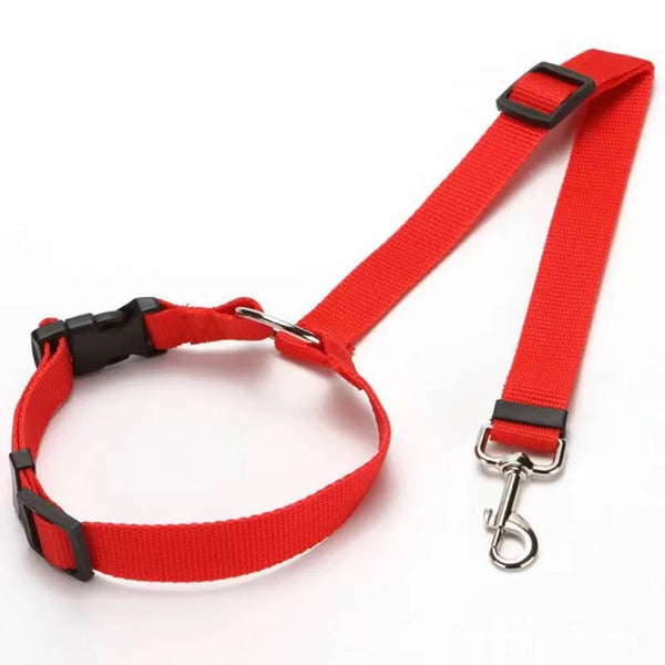 2-in-1 Pet Car Seat Belt & Leash – Adjustable Nylon Dog Safety Harness