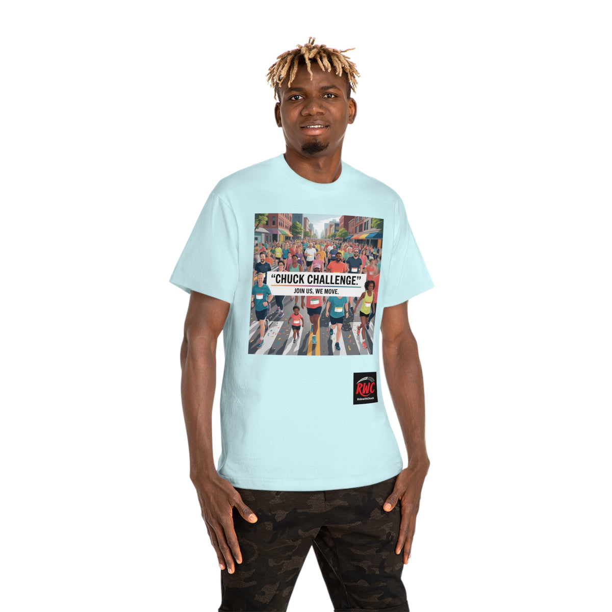 RidewithChuck Motivational Fitness T-Shirt: ChuckChallenge Edition