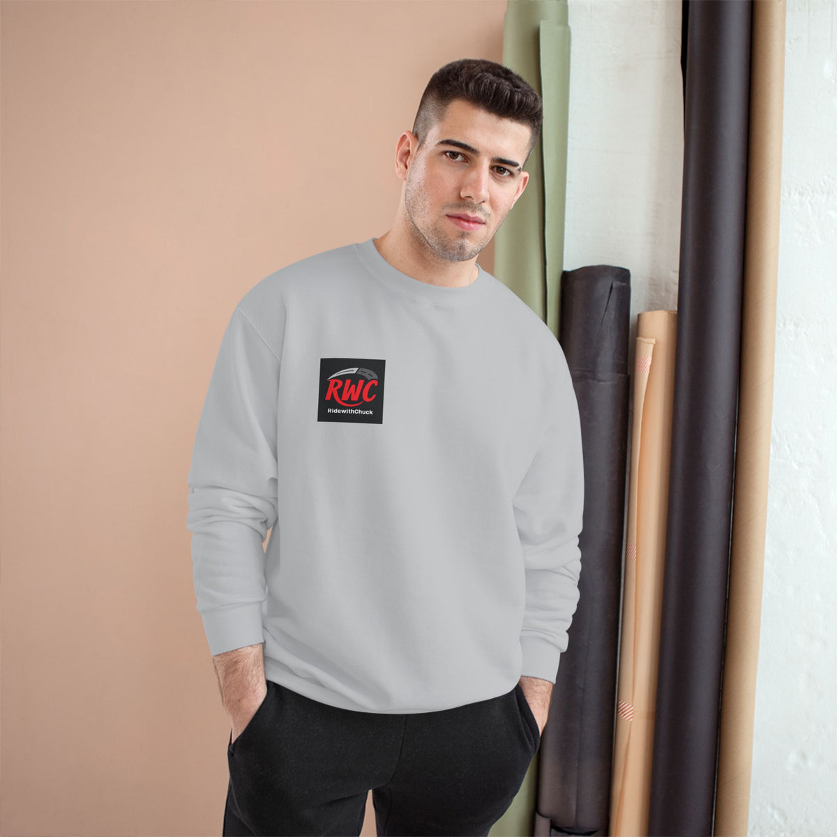 RidewithChuck Vintage Car Interior Champion Sweatshirt – Classic Steering Wheel Crewneck
