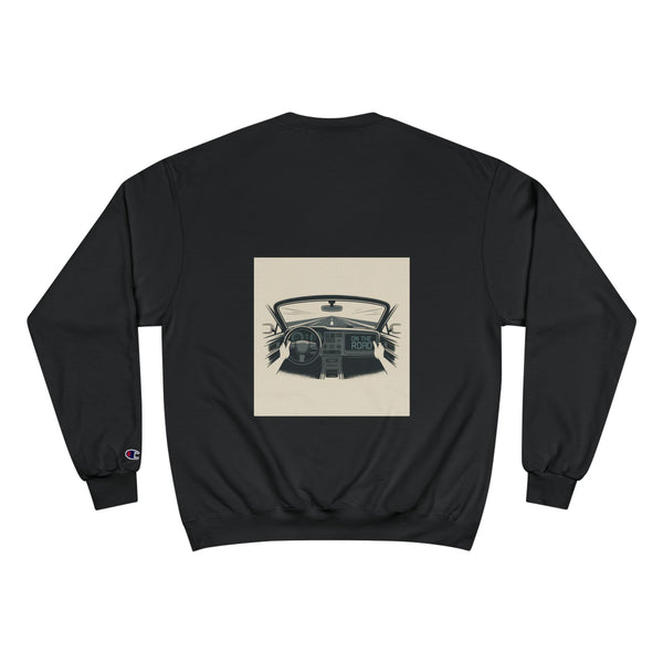 RidewithChuck Vintage Car Interior Champion Sweatshirt – Classic Steering Wheel Crewneck