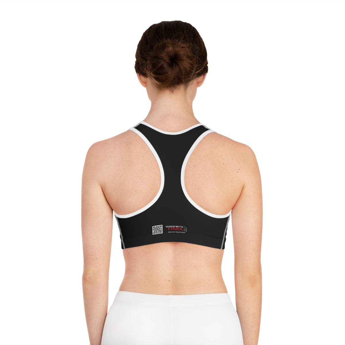 RidewithChuck Sporty AOP Sports Bra - Ideal for Active Lifestyles, Workout Gear, Fitness Apparel, Yoga, Gym, and Cycling