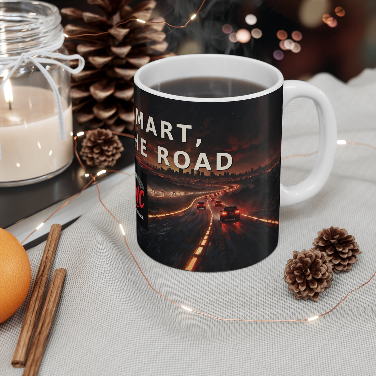 RideWithChuck Night Drive Coffee Mug – "Ride Smart, Enjoy the Road" 11oz