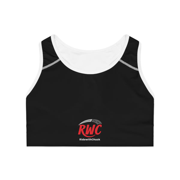 RidewithChuck Sporty AOP Sports Bra - Ideal for Active Lifestyles, Workout Gear, Fitness Apparel, Yoga, Gym, and Cycling