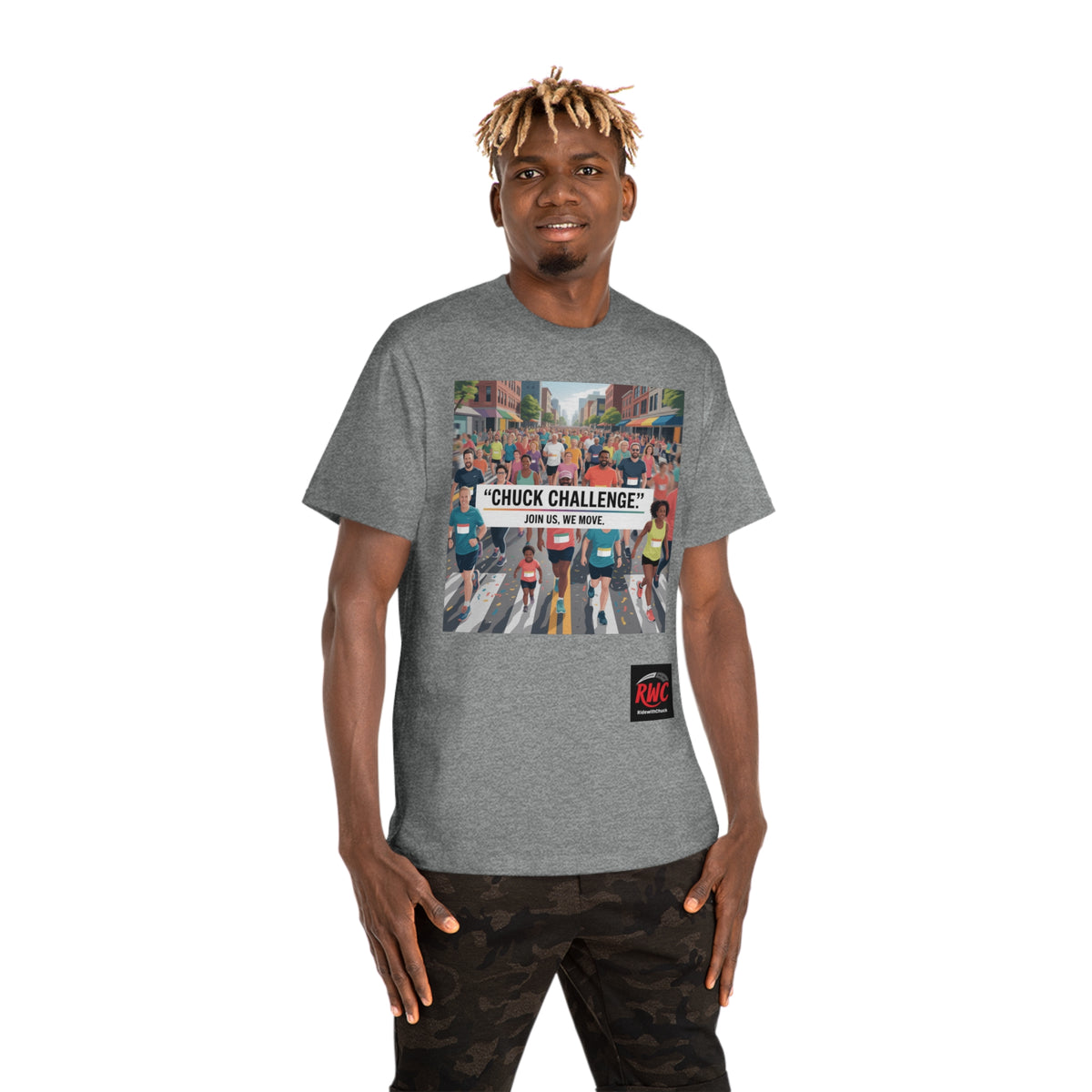 RidewithChuck Motivational Fitness T-Shirt: ChuckChallenge Edition