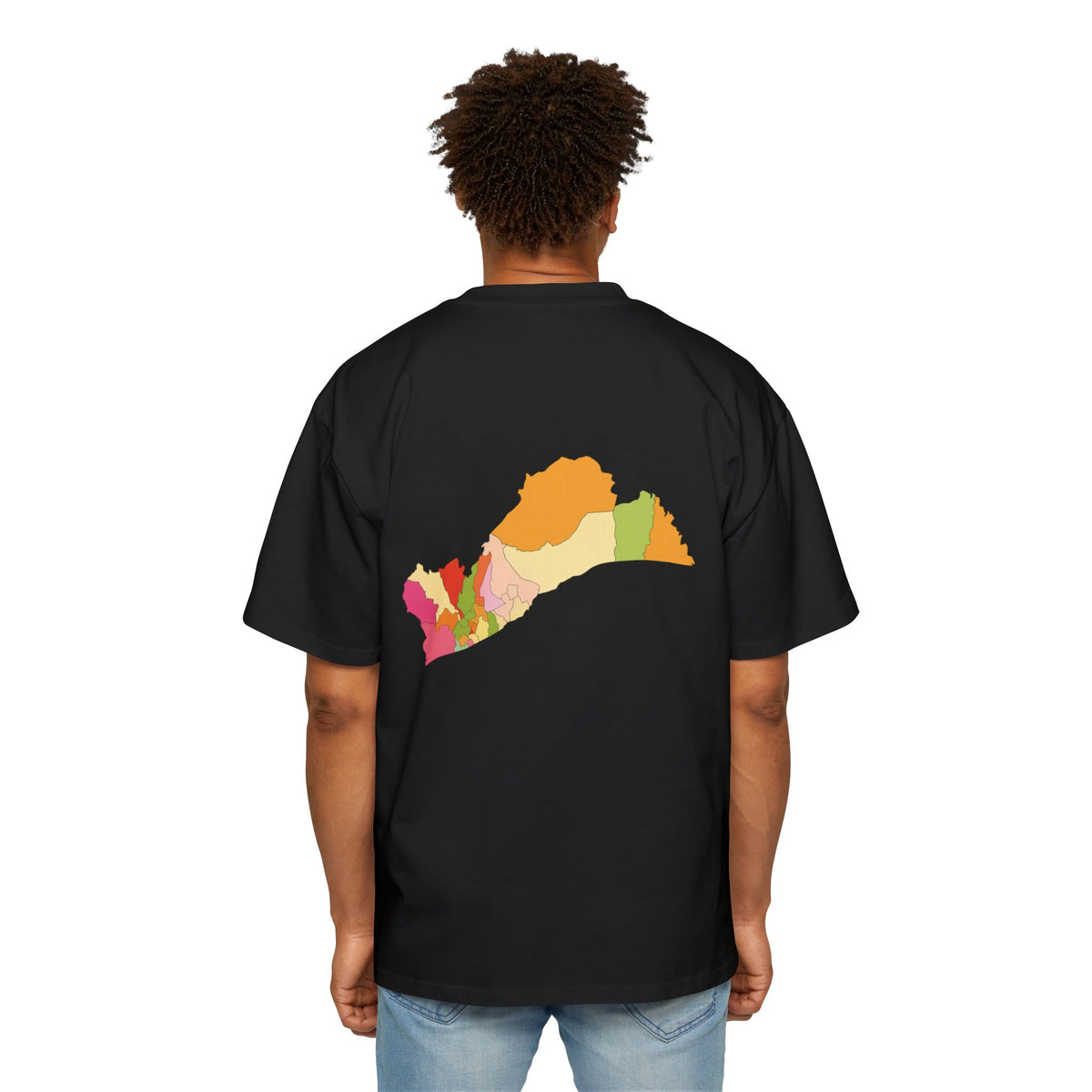 RidewithChuck Alvision Graphic Tee — Retro Logo Front & Colorful Map of Greater Accra.