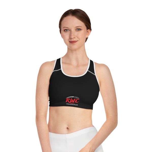 RidewithChuck Sporty AOP Sports Bra - Ideal for Active Lifestyles, Workout Gear, Fitness Apparel, Yoga, Gym, and Cycling