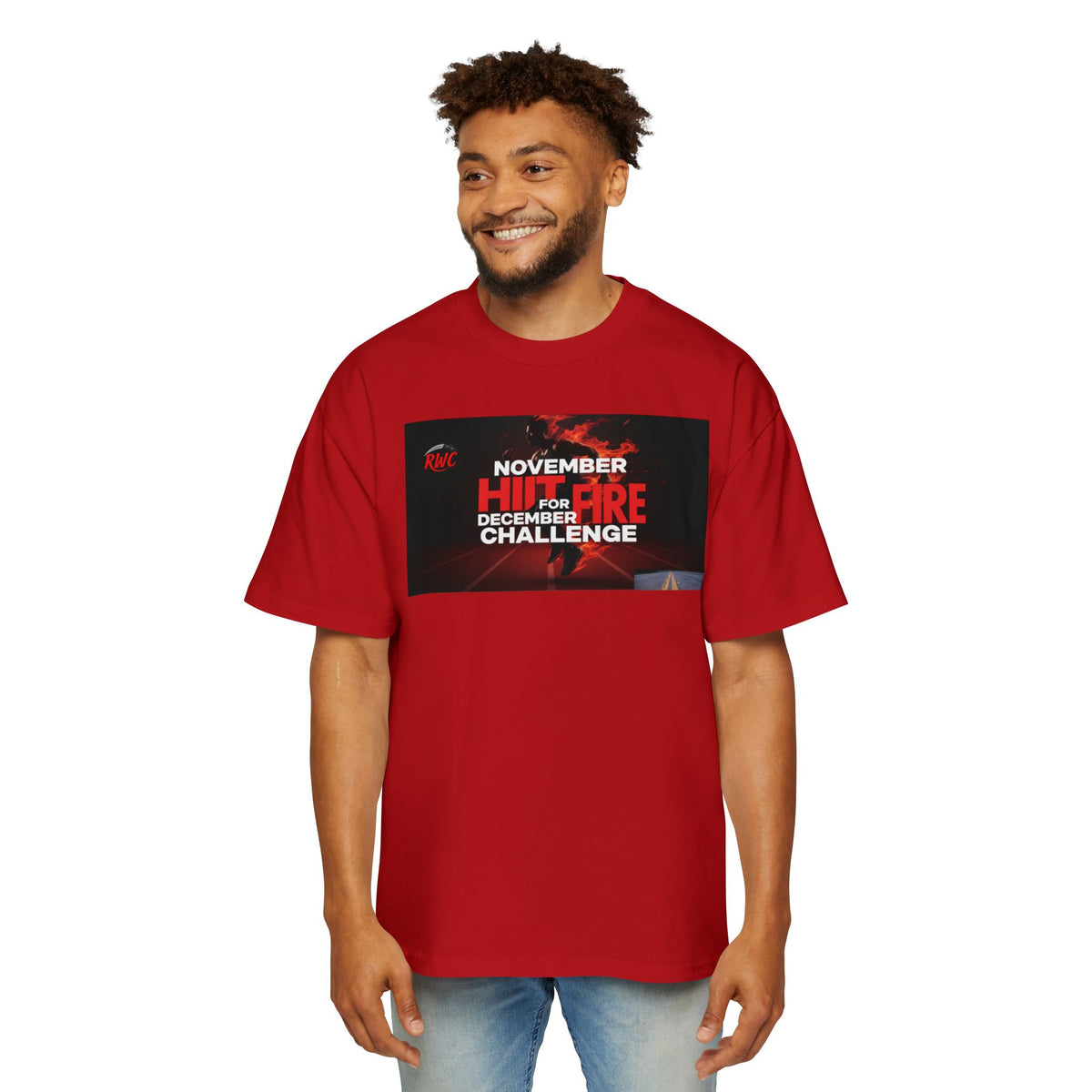 RidewithChuck Men's Heavy Oversized Tee - November Challenge & Destination Ahead
