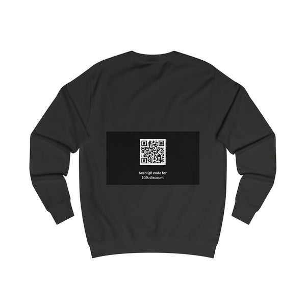 RidewithChuck Unisex Sweatshirt with QR Code and Bold Logo Graphic