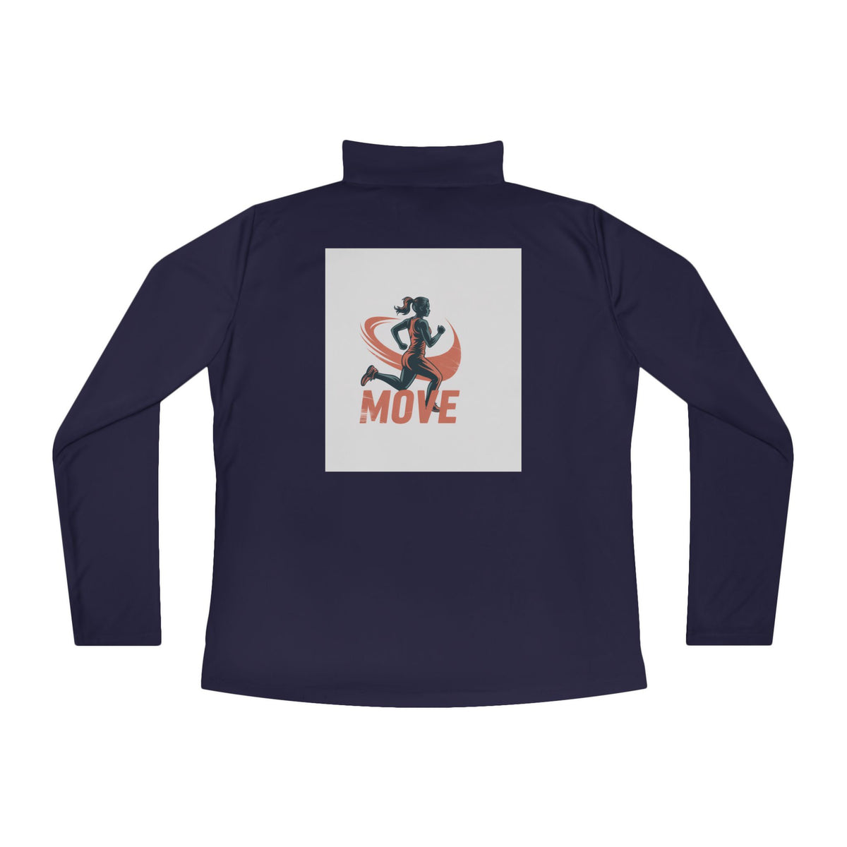 RidewithChuck Active Ladies Quarter-Zip Pullover - "MOVE" Design for Fitness Enthusiasts