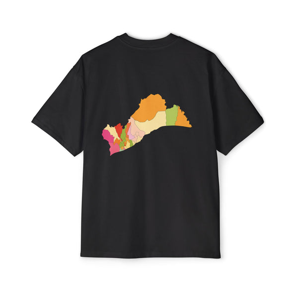 RidewithChuck Alvision Graphic Tee — Retro Logo Front & Colorful Map of Greater Accra.