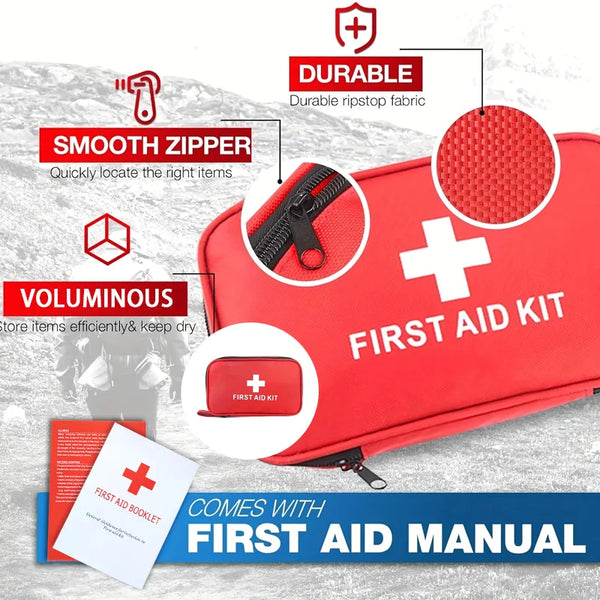 198‑Piece Family Travel First Aid Kit – Home, Car & Outdoor Use