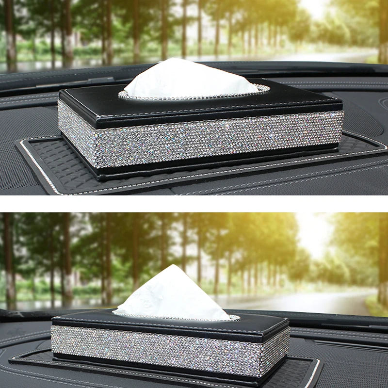 Car Tissue Box Storage Towel Sets Bathroom Auto Room Sun Visor Towel Box Holder PU Leather Tissue Box with Luxurious Cover