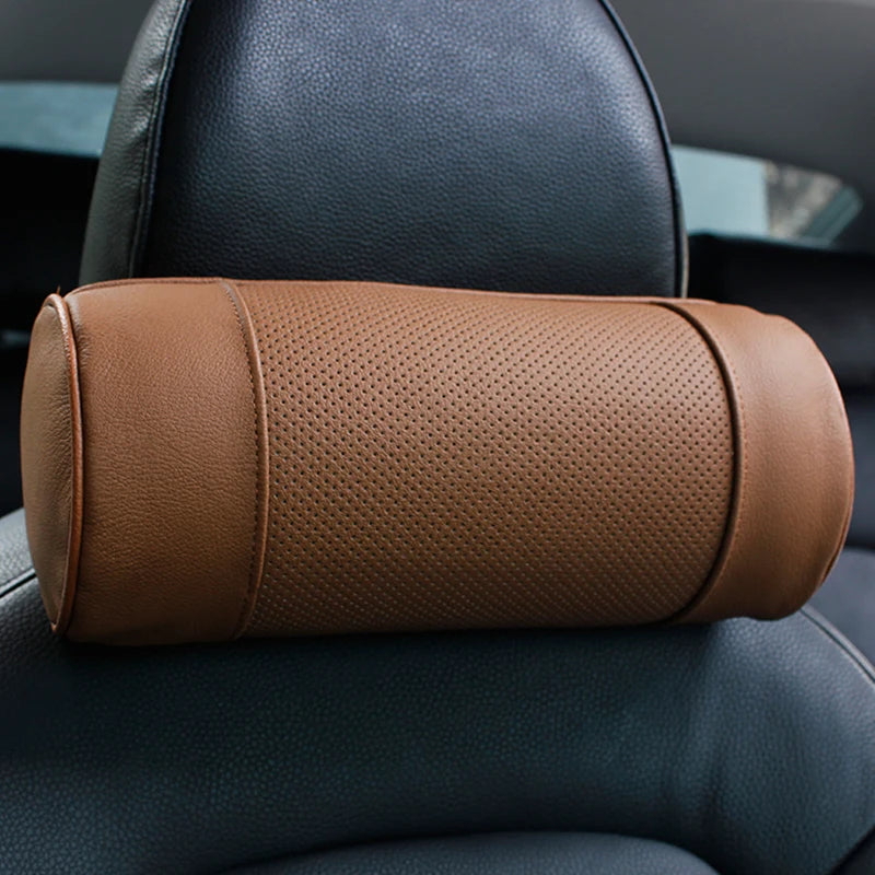 Premium Memory Foam Leather Car Neck Pillow – Cervical Support Headrest Cushion