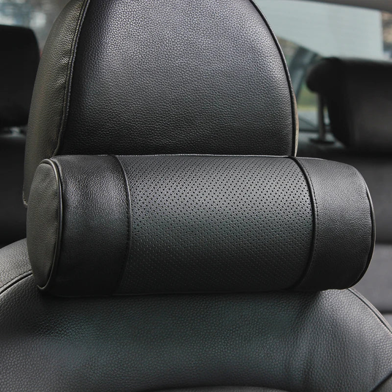 Premium Memory Foam Leather Car Neck Pillow – Cervical Support Headrest Cushion