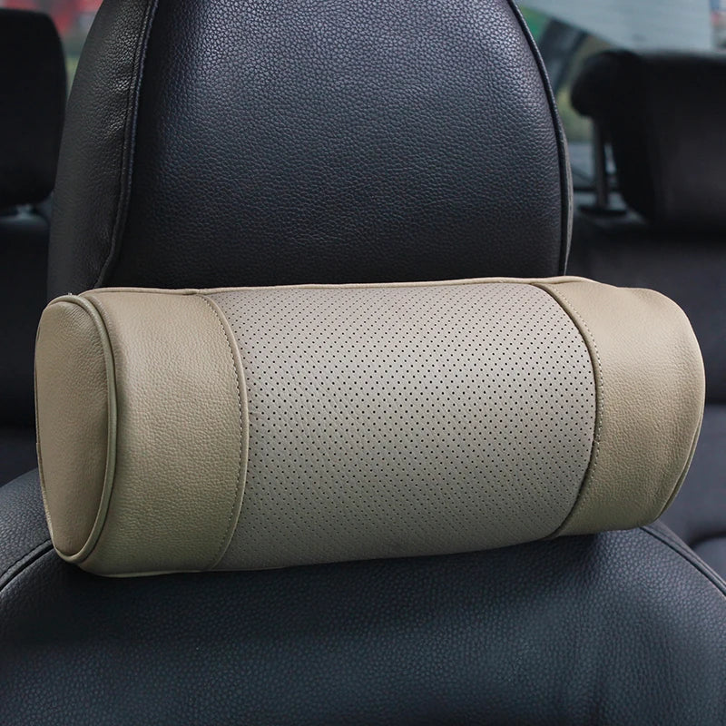 Premium Memory Foam Leather Car Neck Pillow – Cervical Support Headrest Cushion