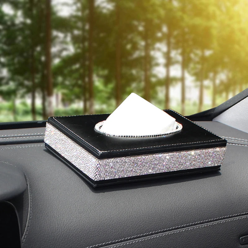 Car Tissue Box Storage Towel Sets Bathroom Auto Room Sun Visor Towel Box Holder PU Leather Tissue Box with Luxurious Cover