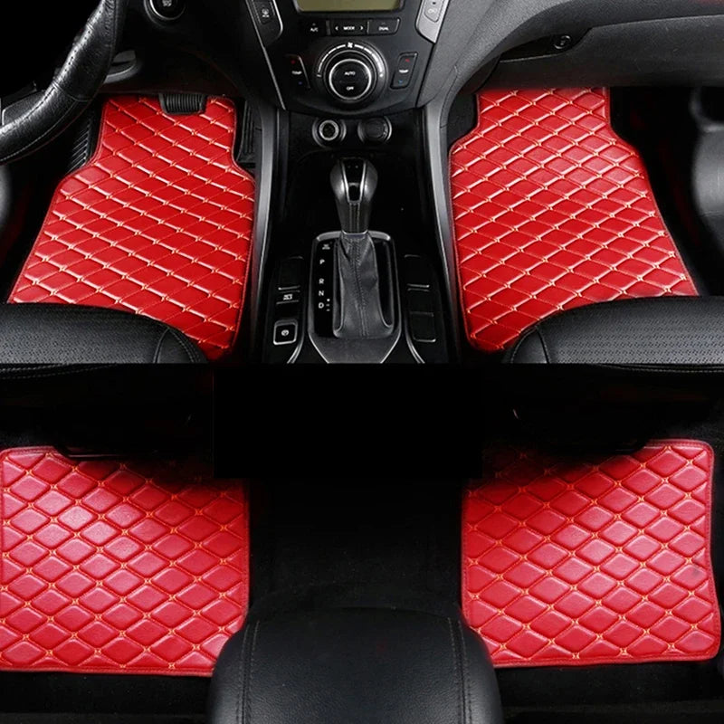 4PCS Premium Car Floor Mats – Anti-Slip, Waterproof, Easy-Clean PU Leather