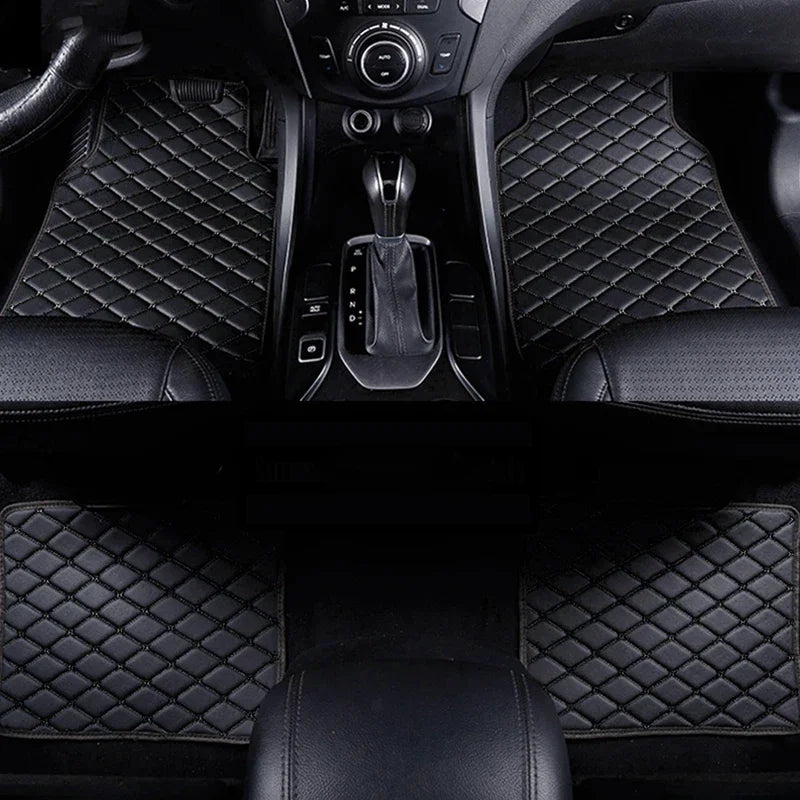 4PCS Premium Car Floor Mats – Anti-Slip, Waterproof, Easy-Clean PU Leather