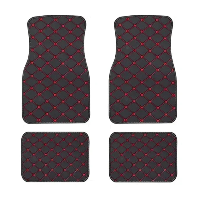 4PCS Premium Car Floor Mats – Anti-Slip, Waterproof, Easy-Clean PU Leather