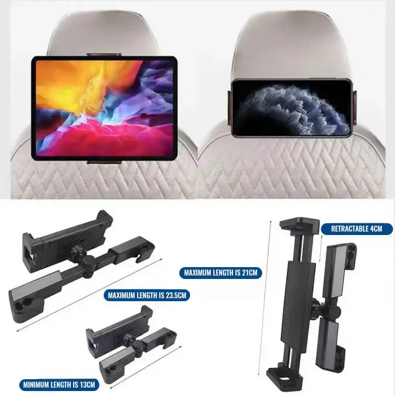 Car Headrest Tablet Holder with 360° Rotation