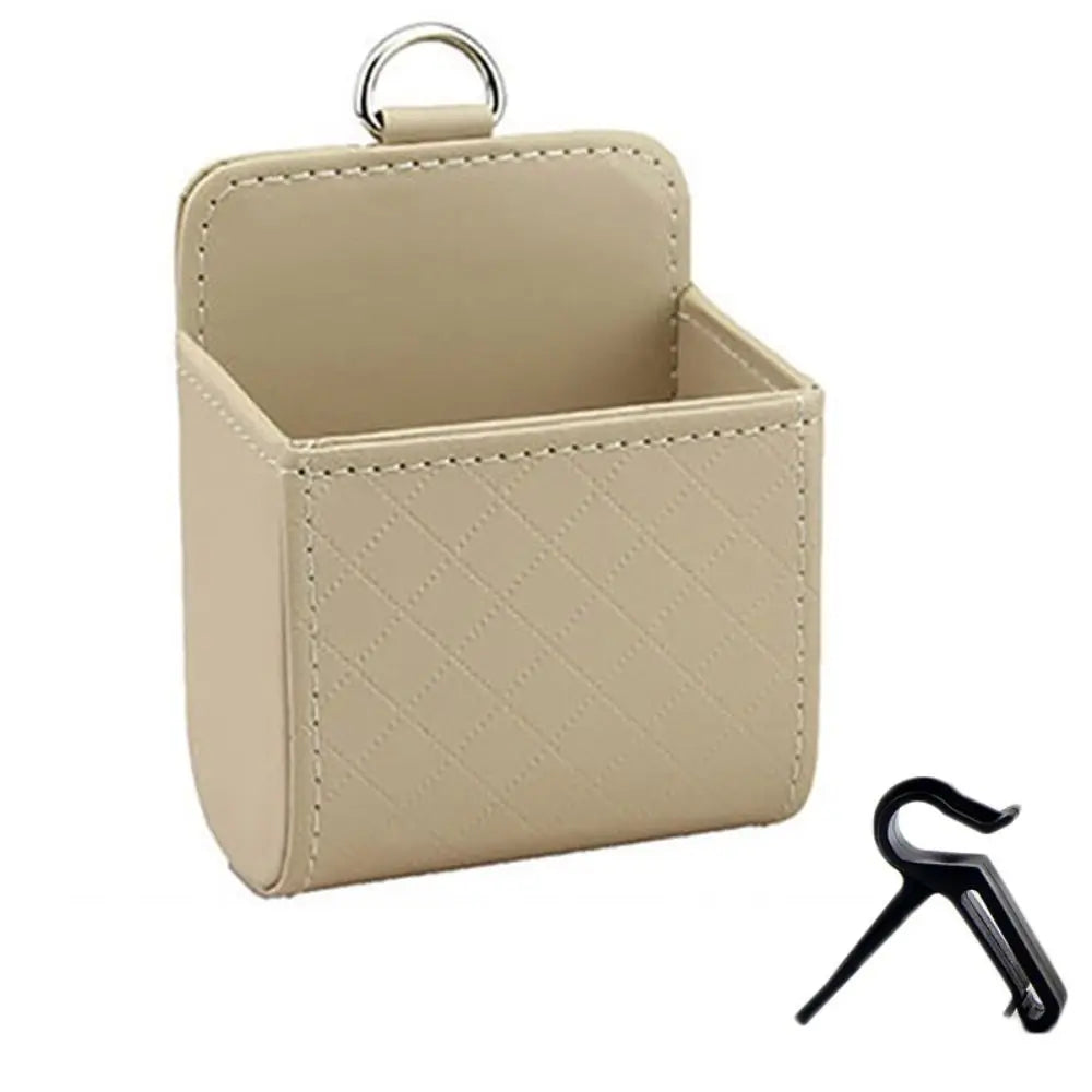 Universal Leather Car Storage Bag Large Capacity Hanging Organizer Box Anti-friction Air Outlet Debris Bag