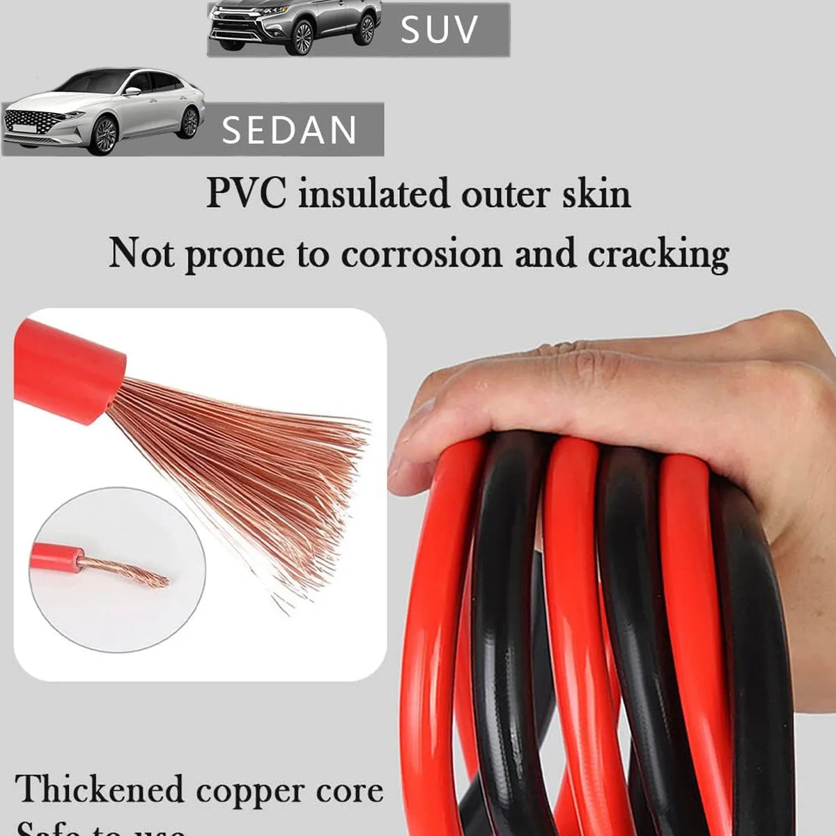 Heavy‑Duty Car Jumper Cables with Booster Clamps