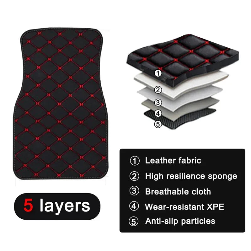 4PCS Premium Car Floor Mats – Anti-Slip, Waterproof, Easy-Clean PU Leather