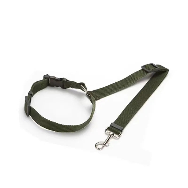 2-in-1 Pet Car Seat Belt & Leash – Adjustable Nylon Dog Safety Harness