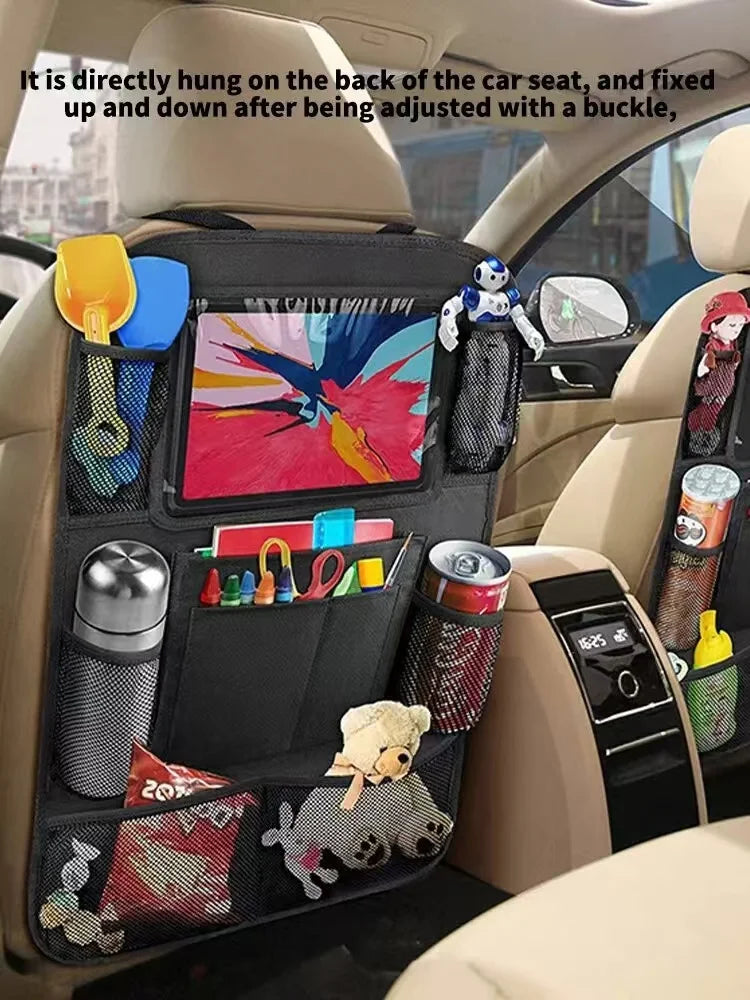 Car Backseat Organizer with Touchscreen Pocket & Toy Storage