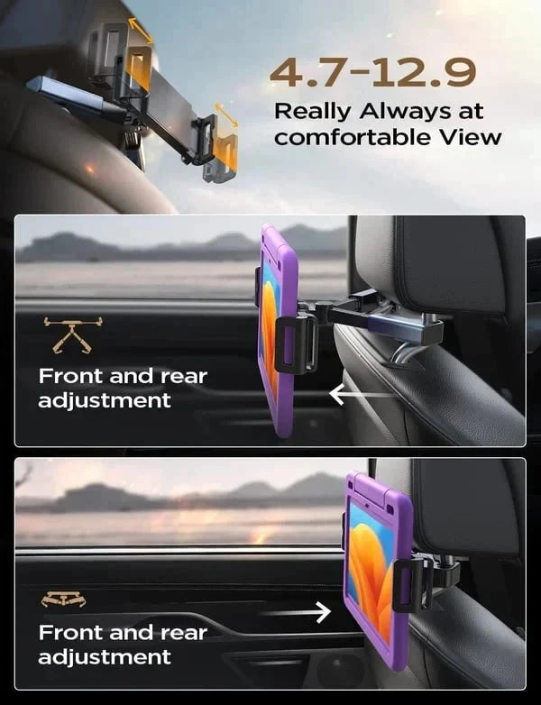 Car Headrest Tablet Holder with 360° Rotation