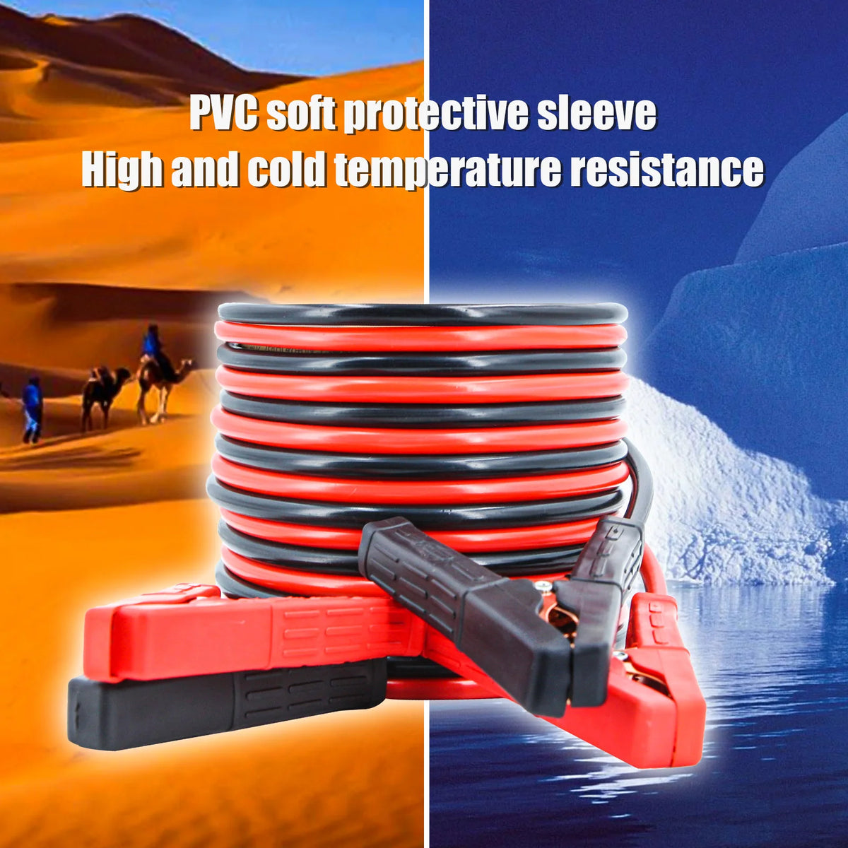 Heavy‑Duty Car Jumper Cables with Booster Clamps