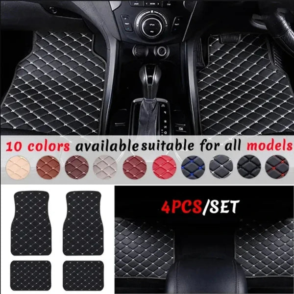 4PCS Premium Car Floor Mats – Anti-Slip, Waterproof, Easy-Clean PU Leather