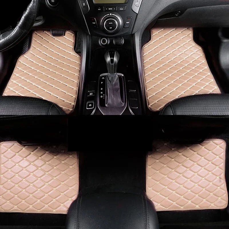 4PCS Premium Car Floor Mats – Anti-Slip, Waterproof, Easy-Clean PU Leather