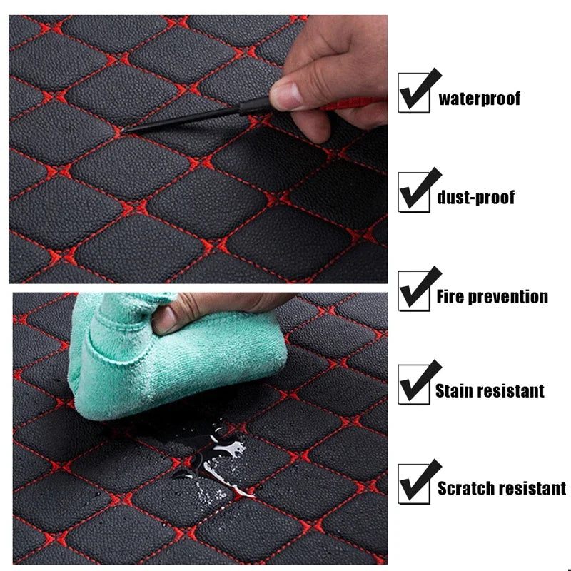 4PCS Premium Car Floor Mats – Anti-Slip, Waterproof, Easy-Clean PU Leather