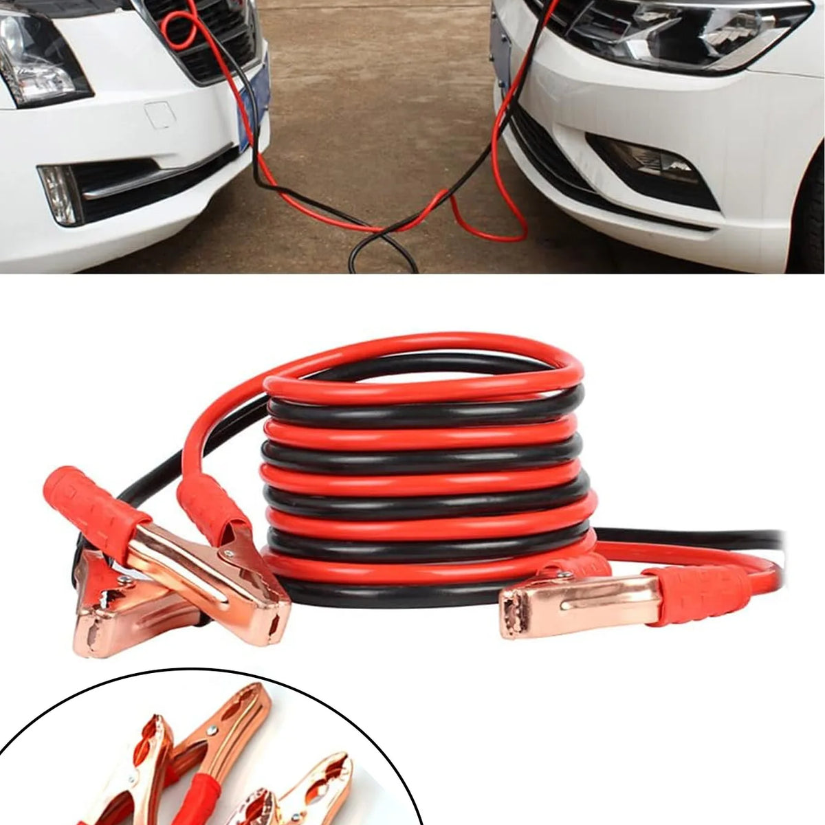 Heavy‑Duty Car Jumper Cables with Booster Clamps