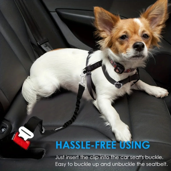 Adjustable Pet Car Seat Belt – Dog & Cat Safety Harness Clip for Vehicles