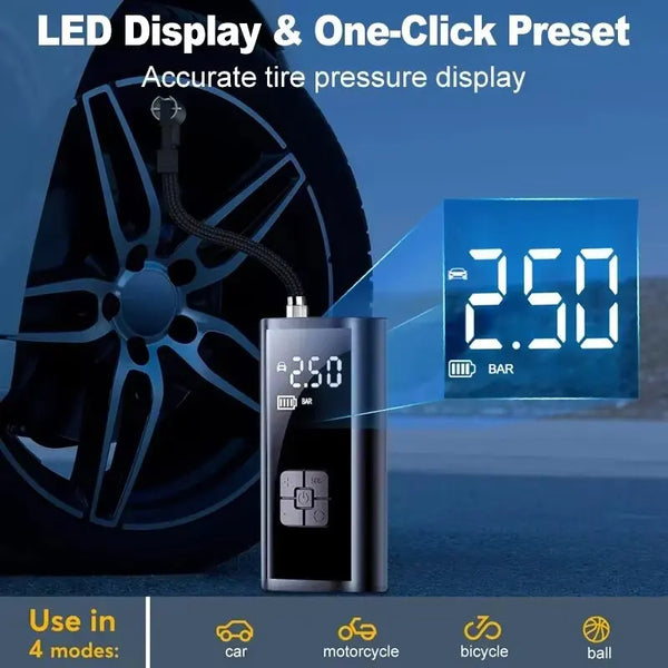 Portable Electric Air Compressor Pump for Car, Bike & Motorcycle Tires