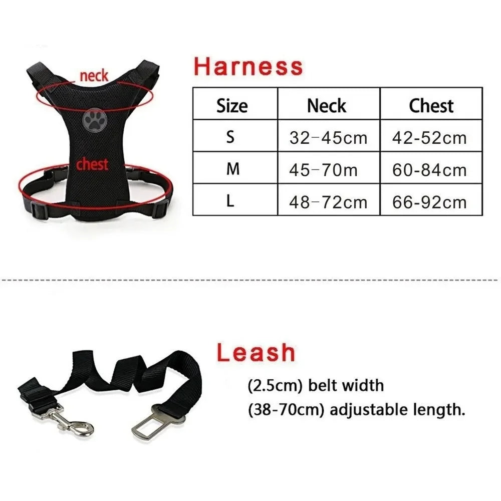 Air Mesh Dog Car Harness with Seatbelt Clip – Breathable, Safe & Travel‑Ready