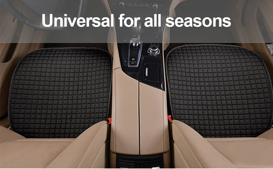 Universal Flax Linen Car Seat Covers – Breathable 4-Season Front & Rear Cushions for Auto Interior Protection