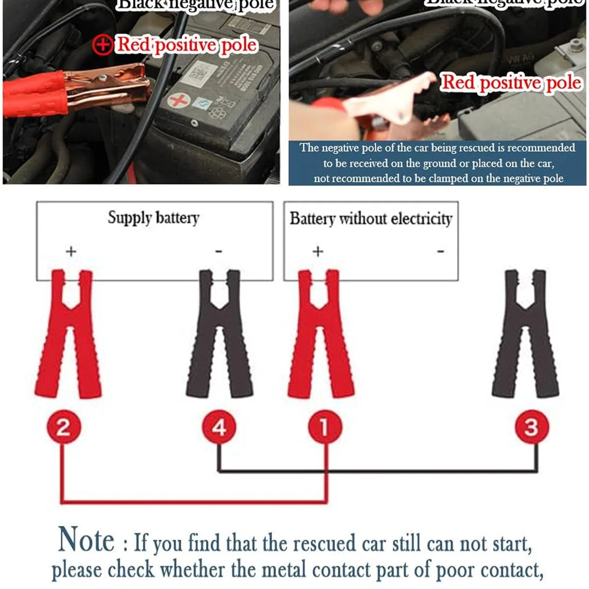 Heavy‑Duty Car Jumper Cables with Booster Clamps