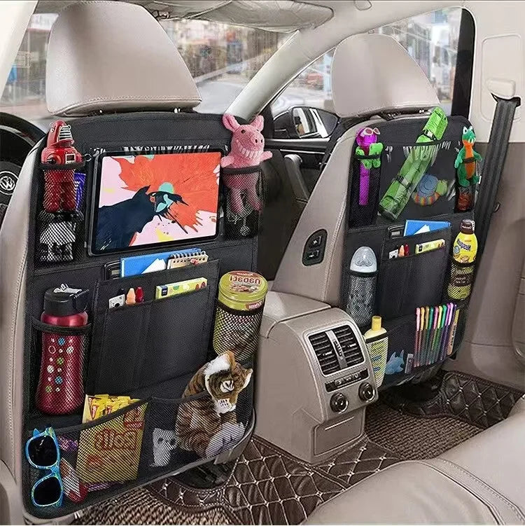 Car Backseat Organizer with Touchscreen Pocket & Toy Storage