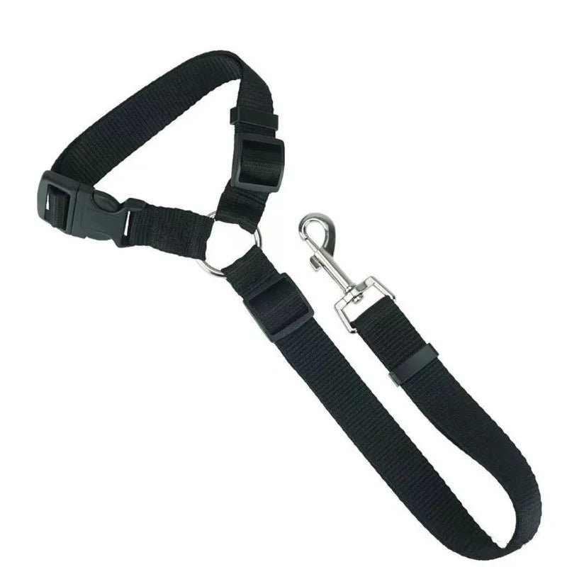 2-in-1 Pet Car Seat Belt & Leash – Adjustable Nylon Dog Safety Harness