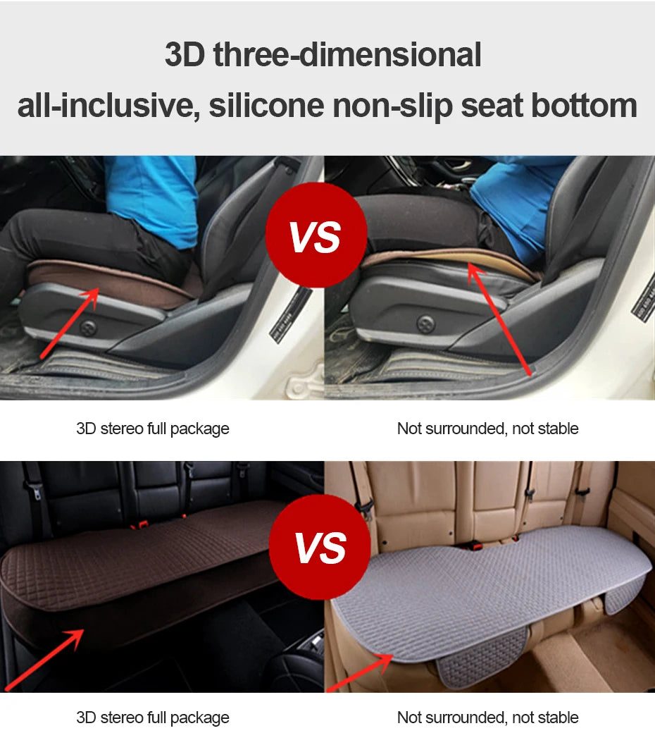 Universal Flax Linen Car Seat Covers – Breathable 4-Season Front & Rear Cushions for Auto Interior Protection
