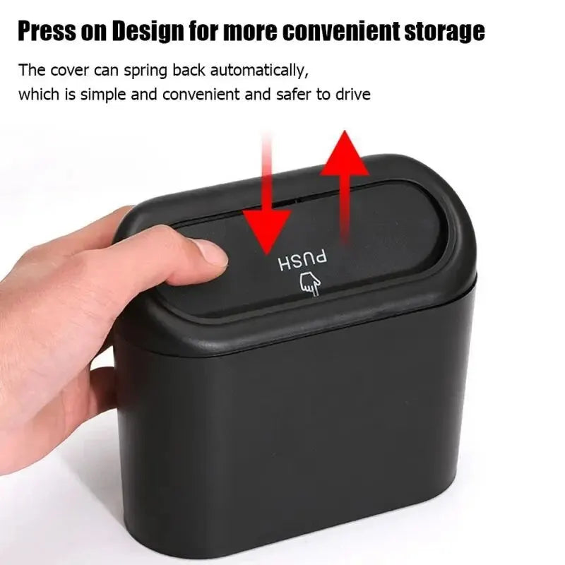 Mini Car Trash Can with Lid – Leak-Proof, Includes Garbage Bags, Compact Auto Accessory