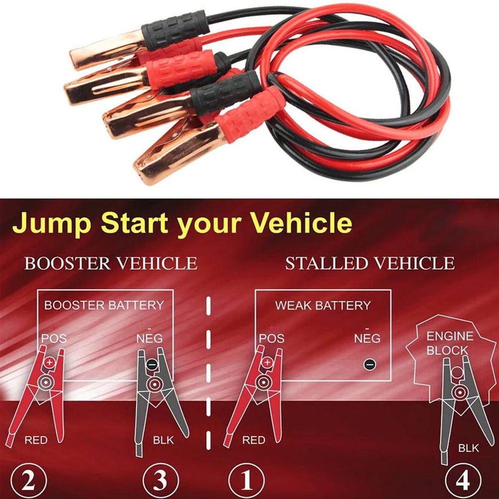 Heavy‑Duty Car Jumper Cables with Booster Clamps