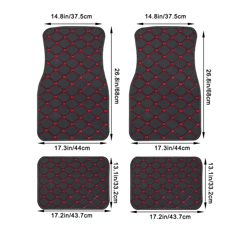 4PCS Premium Car Floor Mats – Anti-Slip, Waterproof, Easy-Clean PU Leather