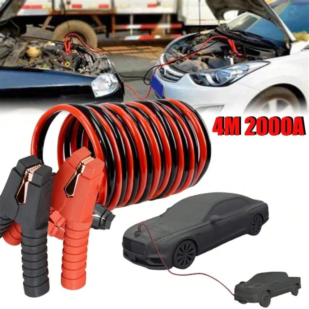 Heavy‑Duty Car Jumper Cables with Booster Clamps